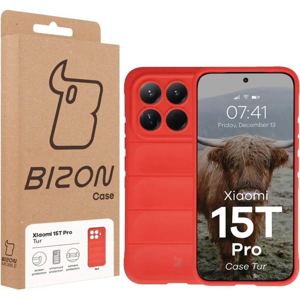 Pancerne etui Bizon Case Tur do Xiaomi 15T Pro czerwone