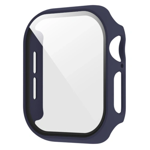 Etui ze szkłem do zegarka Bizon Case+Glass Watch do Apple Watch SE 3 / SE 2 / SE / 6 / 5 / 4 44mm matowe granatowe