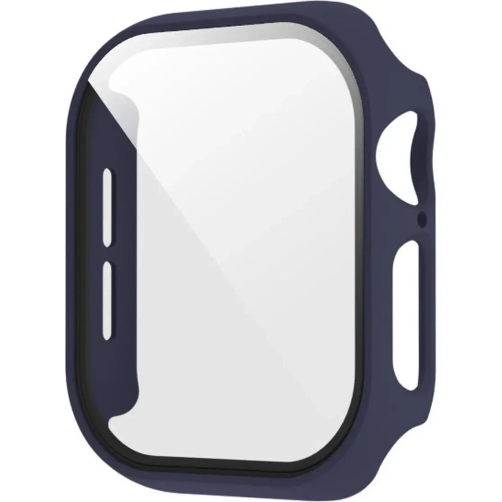 Etui ze szkłem do zegarka Bizon Case+Glass Watch do Apple Watch SE 3 / SE 2 / SE / 6 / 5 / 4 44mm matowe granatowe