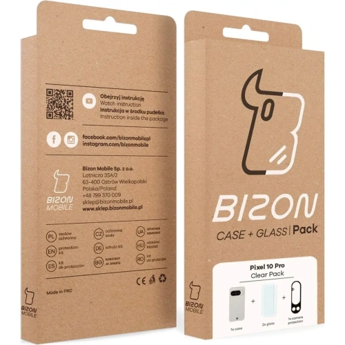 Etui + 2x szkło hartowane + szkiełko na obiektyw Bizon Case Clear Pack do Google Pixel 10 Pro