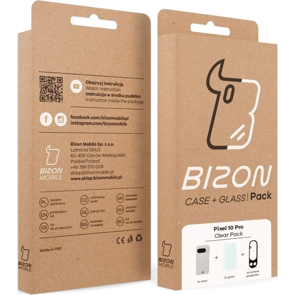 Etui + 2x szkło hartowane + szkiełko na obiektyw Bizon Case Clear Pack do Google Pixel 10 Pro