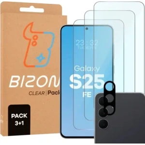 3x Szkło hartowane + szybka na aparat Bizon Glass Clear Pack do Samsung Galaxy S25 FE