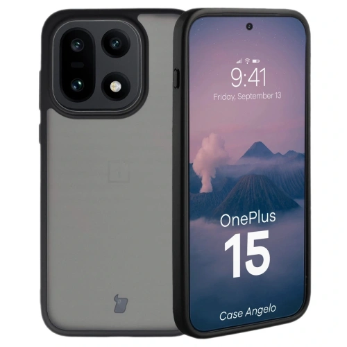 Etui Bizon Case Angelo do OnePlus 15 przydymione z czarną ramką