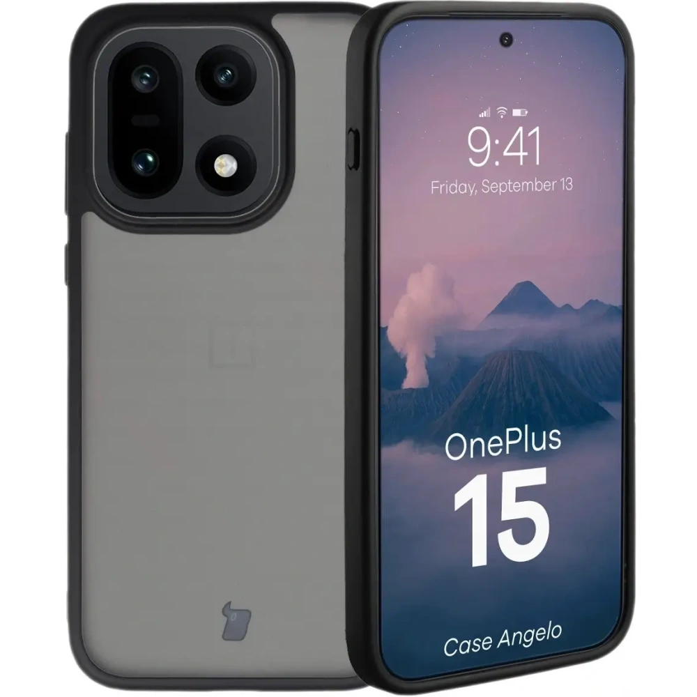 Etui Bizon Case Angelo do OnePlus 15 przydymione z czarną ramką