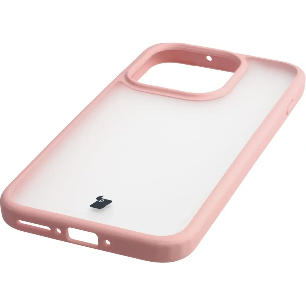 Etui Bizon Case Angelo do OnePlus 15 półprzezroczyste z jasnoróżową ramką