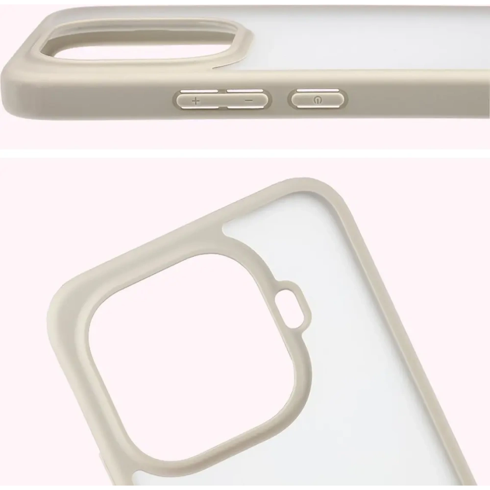 Etui Bizon Case Angelo do Xiaomi 15T Pro półprzezroczyste z beżową ramką