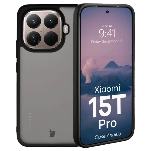 Etui Bizon Case Angelo do Xiaomi 15T Pro przydymione z czarną ramką