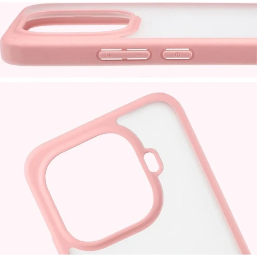 Etui Bizon Case Angelo do Xiaomi 15T Pro półprzezroczyste z jasnoróżową ramką