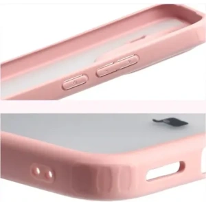 Etui Bizon Case Angelo do Xiaomi 15T Pro półprzezroczyste z jasnoróżową ramką