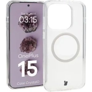 Etui z pierścieniem magnetycznym Bizon Case CrystalO do OnePlus 15 przezroczyste