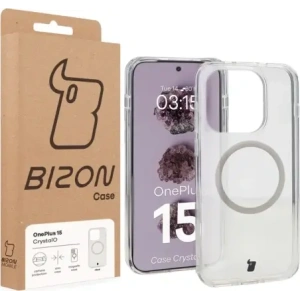 Etui z pierścieniem magnetycznym Bizon Case CrystalO do OnePlus 15 przezroczyste