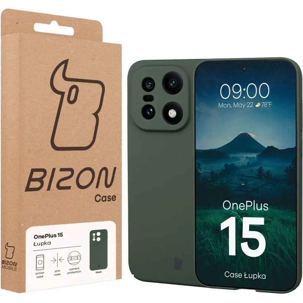 Etui Bizon Case Łupka do OnePlus 15 zielone