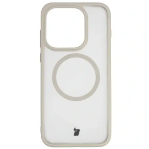 Etui z pierścieniem magnetycznym Bizon Case MatteO do OnePlus 15 przydymione-beżowe