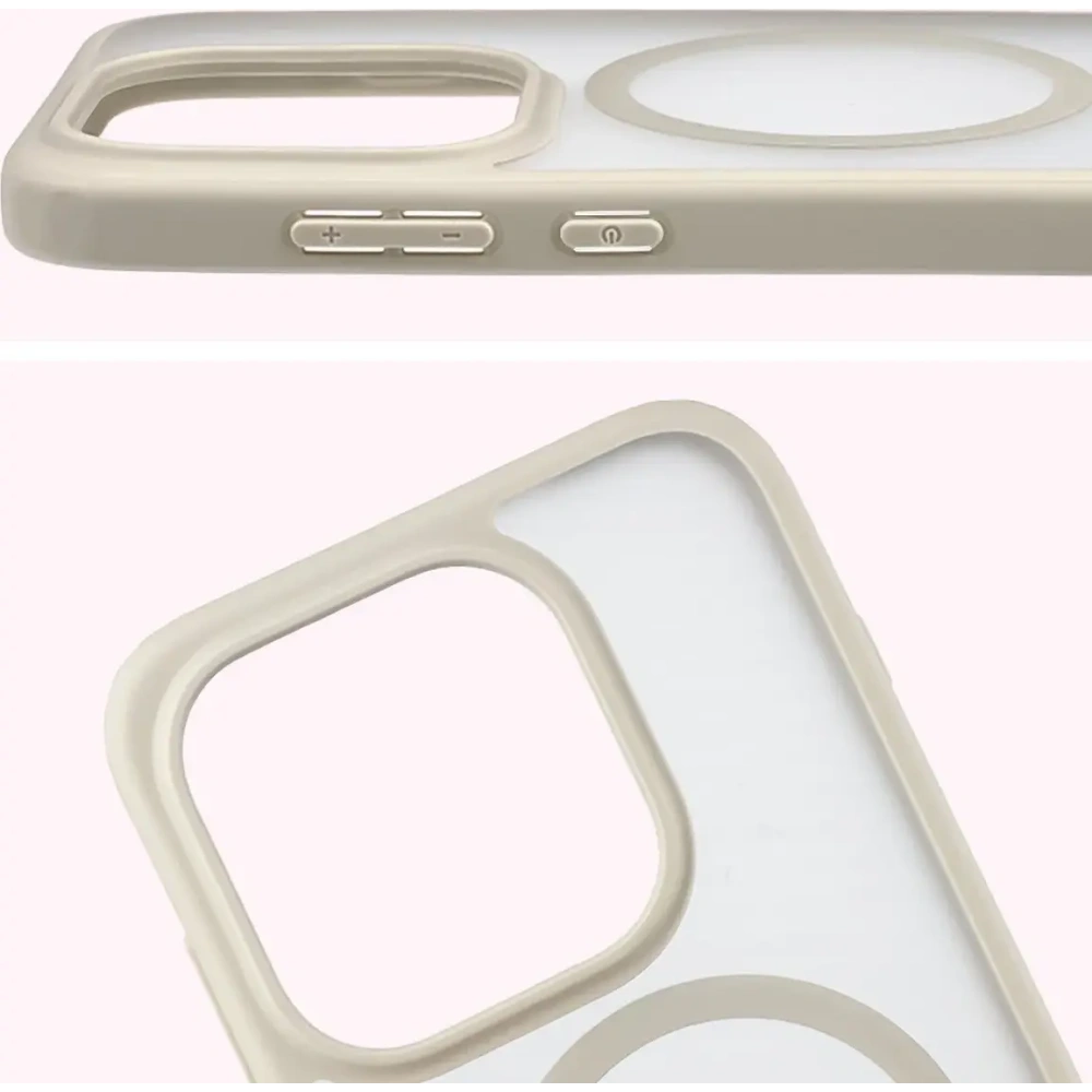 Etui z pierścieniem magnetycznym Bizon Case MatteO do OnePlus 15 przydymione-beżowe