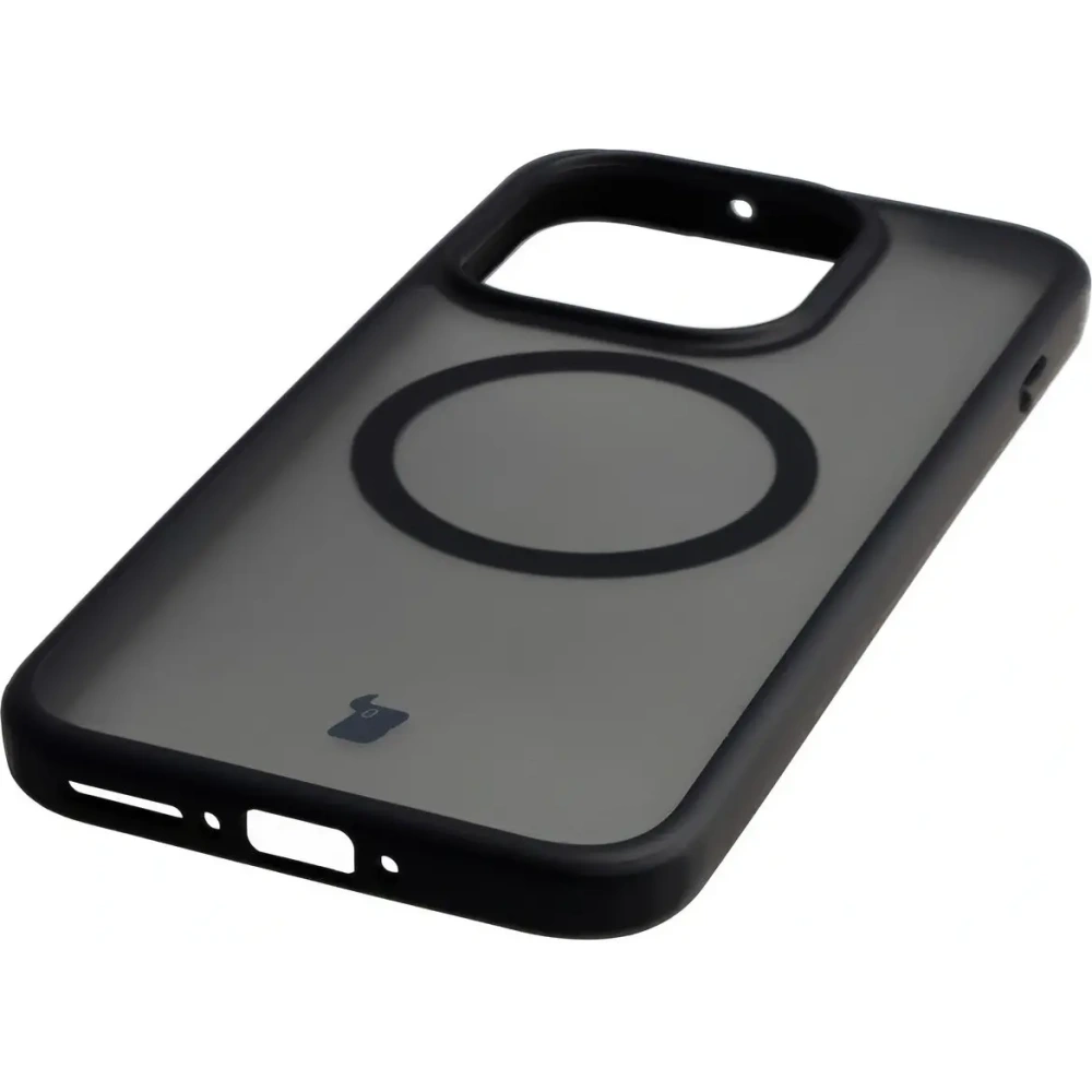 Etui z pierścieniem magnetycznym Bizon Case MatteO do OnePlus 15 przydymione-czarne