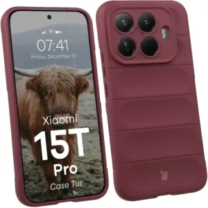 Pancerne etui Bizon Case Tur do Xiaomi 15T Pro burgundowe