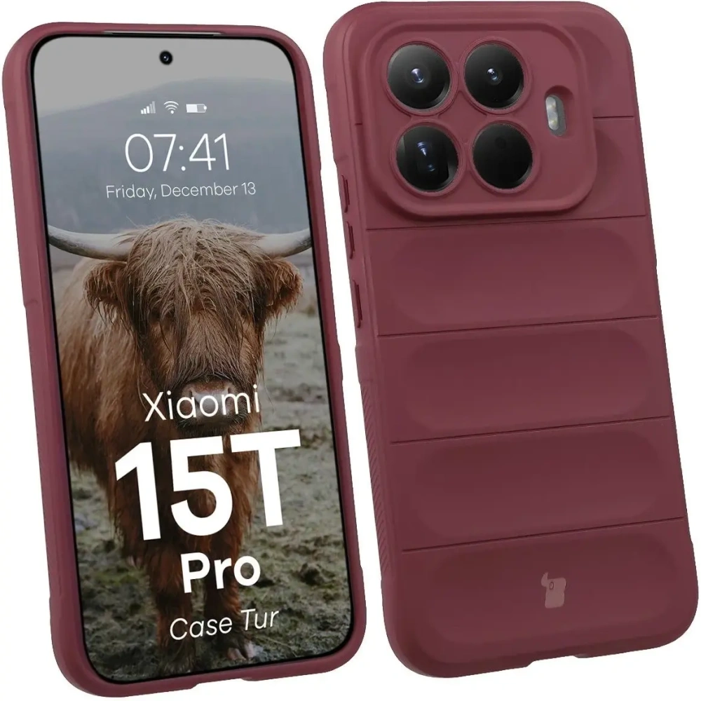Pancerne etui Bizon Case Tur do Xiaomi 15T Pro burgundowe