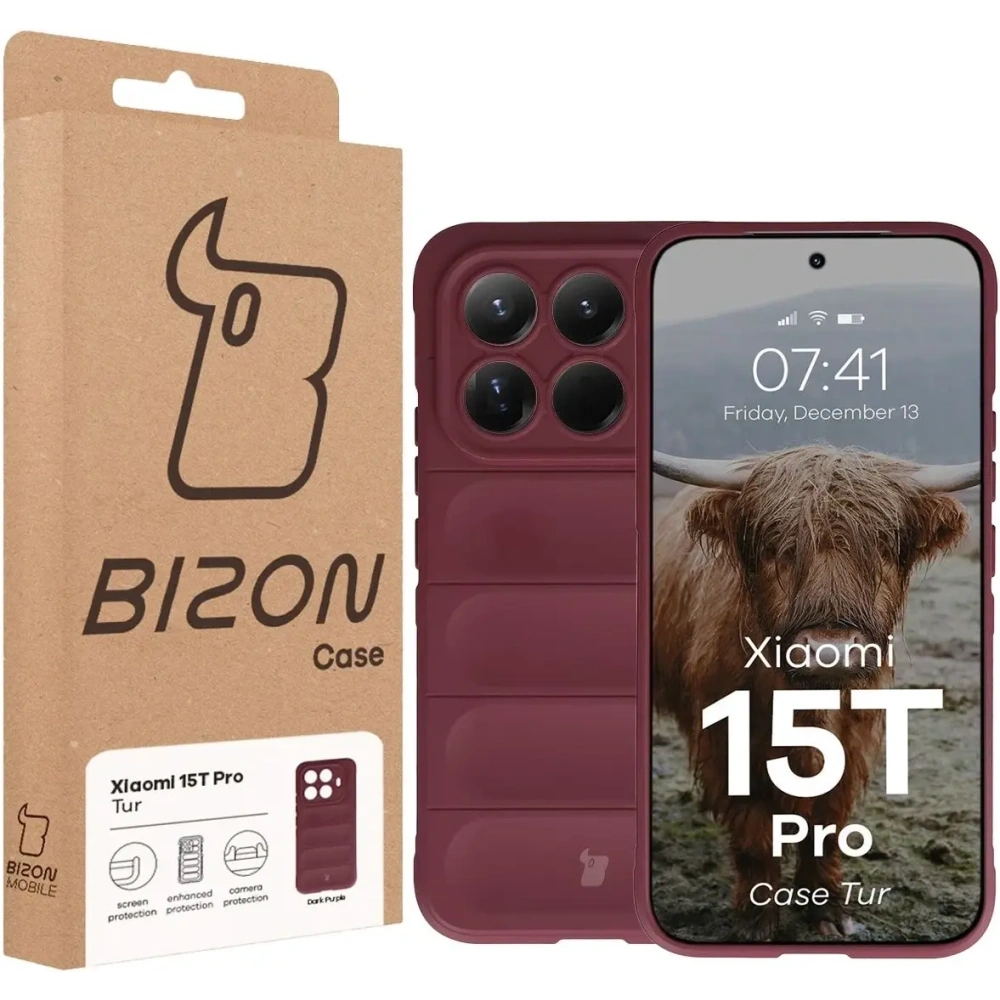 Pancerne etui Bizon Case Tur do Xiaomi 15T Pro burgundowe