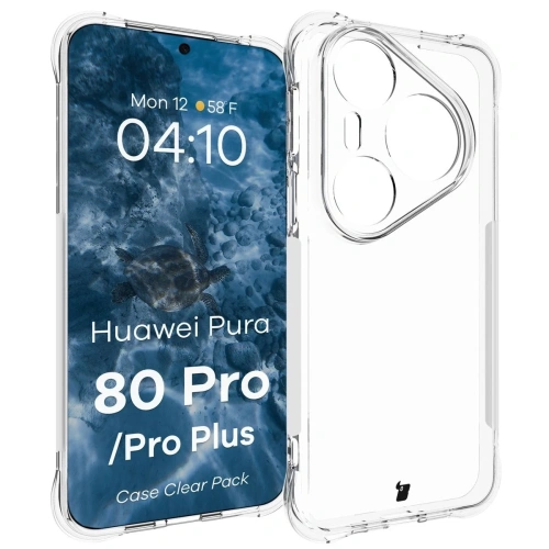 Elastyczne etui + 2x folia na ekran Bizon Case Clear Pack do Huawei Pura 80 Pro / Pro+ Plus