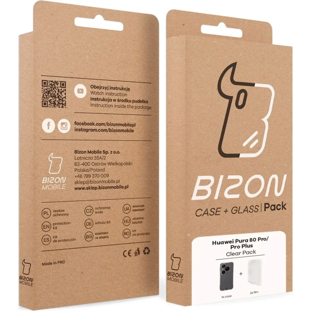 Elastyczne etui + 2x folia na ekran Bizon Case Clear Pack do Huawei Pura 80 Pro / Pro+ Plus