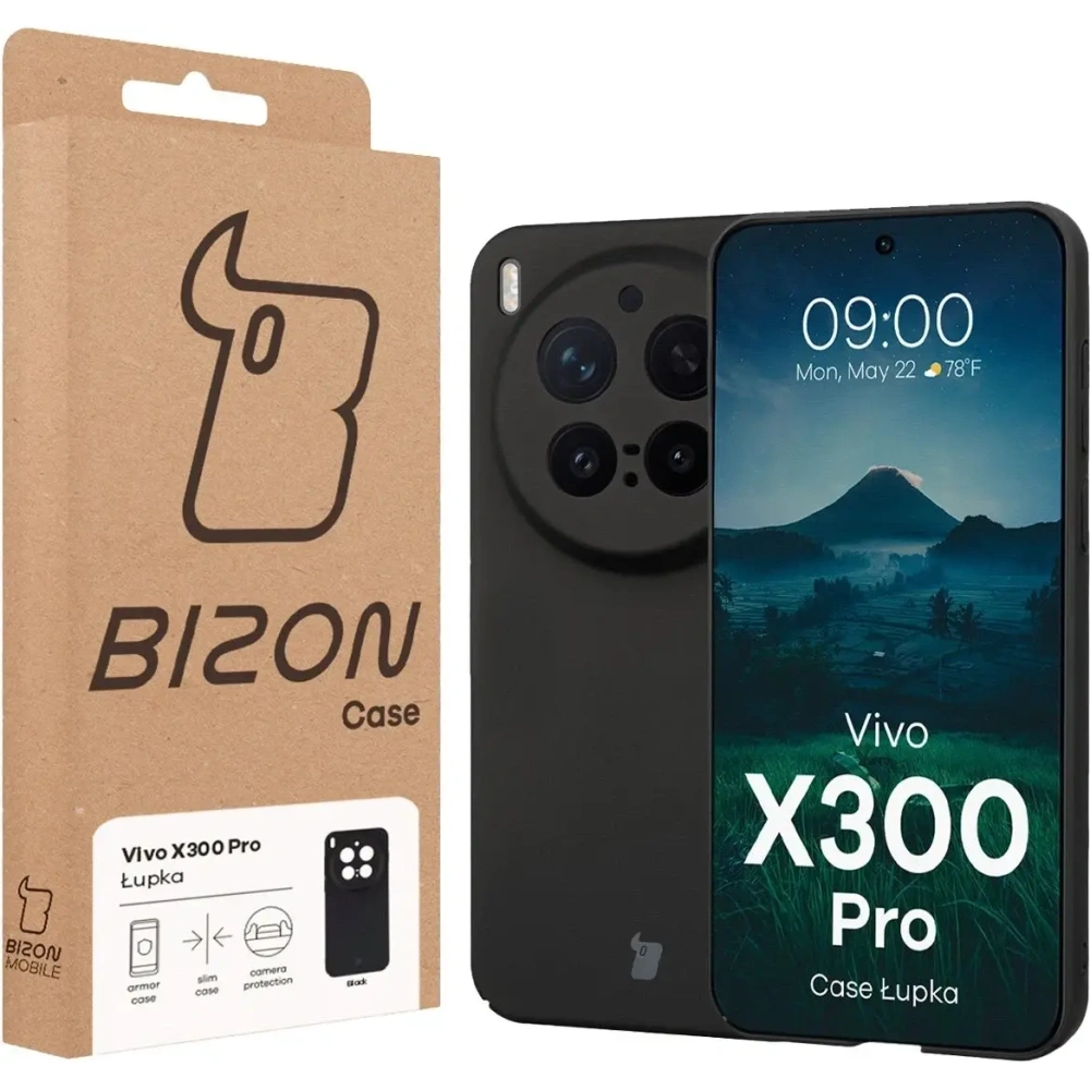 Etui Bizon Case Łupka do Vivo X300 Pro czarne