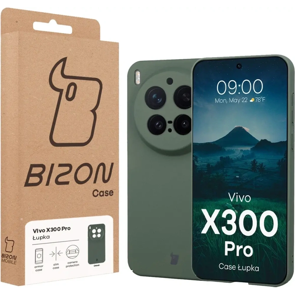 Etui Bizon Case Łupka do Vivo X300 Pro zielone