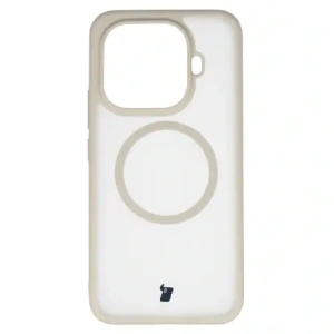 Etui z pierścieniem magnetycznym Bizon Case MatteO do Xiaomi 15T Pro przydymione-beżowe