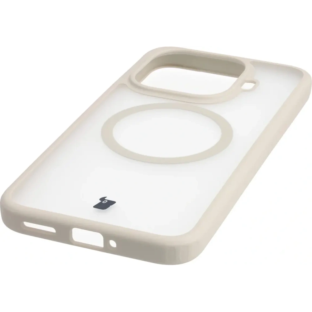 Etui z pierścieniem magnetycznym Bizon Case MatteO do Xiaomi 15T Pro przydymione-beżowe