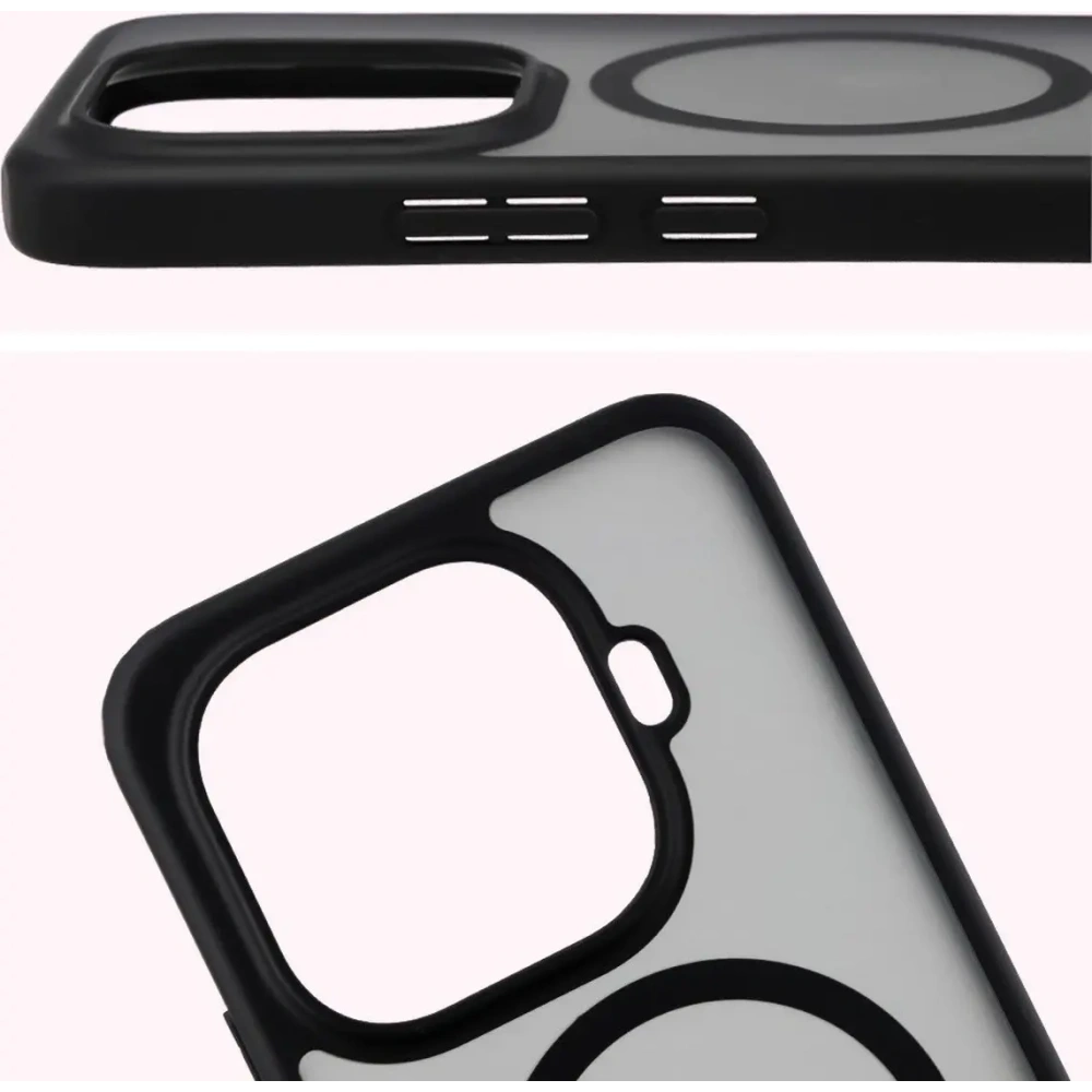 Etui z pierścieniem magnetycznym Bizon Case MatteO do Xiaomi 15T Pro przydymione-czarne