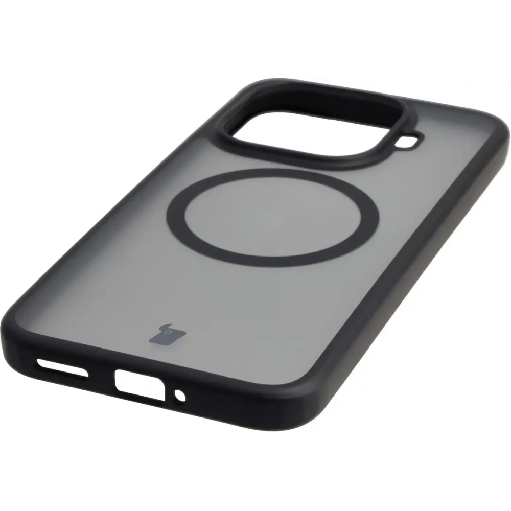 Etui z pierścieniem magnetycznym Bizon Case MatteO do Xiaomi 15T Pro przydymione-czarne
