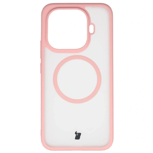 Etui z pierścieniem magnetycznym Bizon Case MatteO do Xiaomi 15T Pro przydymione-jasnoróżowe