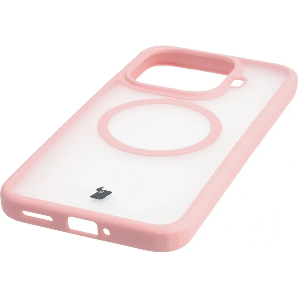 Etui z pierścieniem magnetycznym Bizon Case MatteO do Xiaomi 15T Pro przydymione-jasnoróżowe