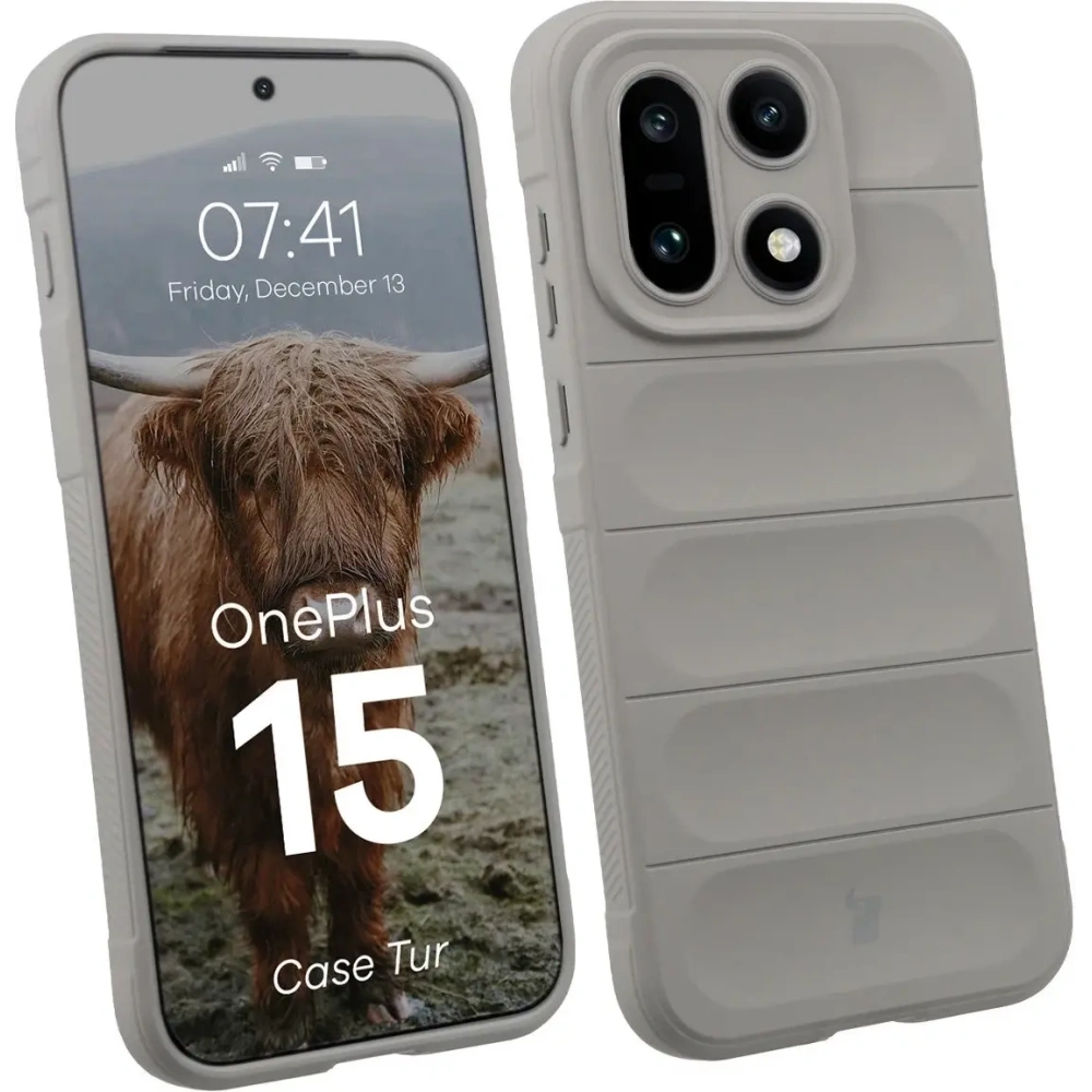 Pancerne etui Bizon Case Tur do OnePlus 15 jasnoszare