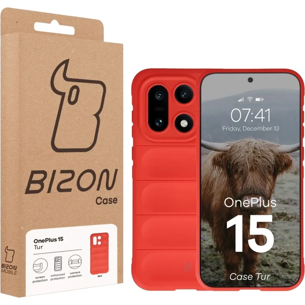 Pancerne etui Bizon Case Tur do OnePlus 15 czerwone
