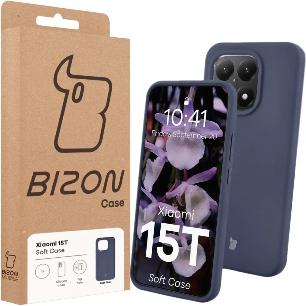 Silikonowe etui Bizon Soft Case do Xiaomi 15T ciemnoniebieskie