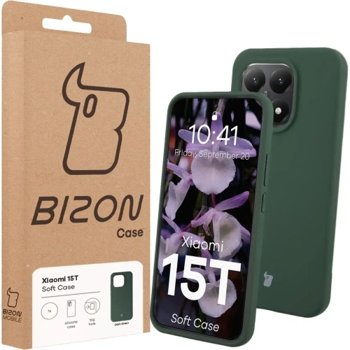 Silikonowe etui Bizon Soft Case do Xiaomi 15T ciemnozielone
