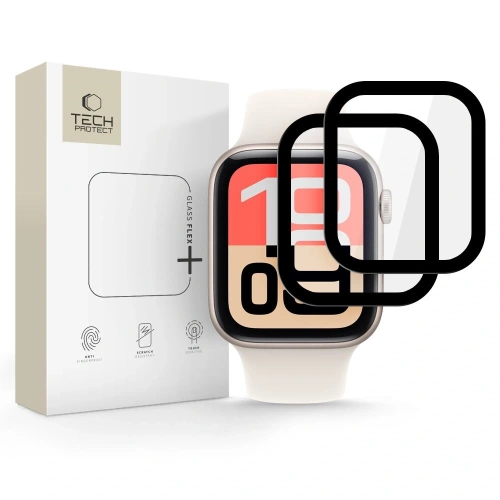 Szkło hybrydowe Tech-Protect Glass Flex+ do Apple Watch 4/5/6/SE 1 / 2 / 3 40mm Black [2 PACK]