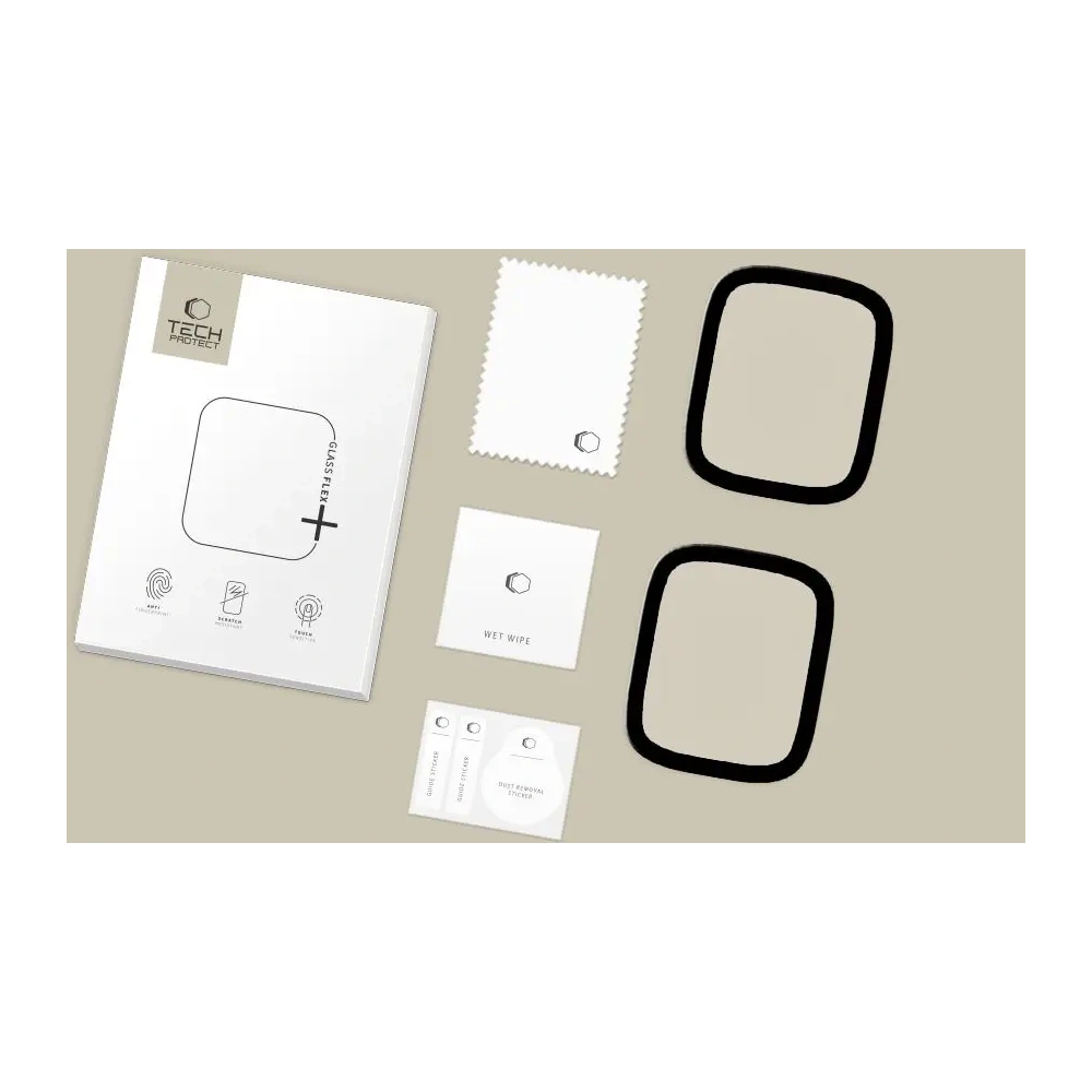 Szkło hybrydowe Tech-Protect Glass Flex+ do Apple Watch 4/5/6/SE 1 / 2 / 3 40mm Black [2 PACK]