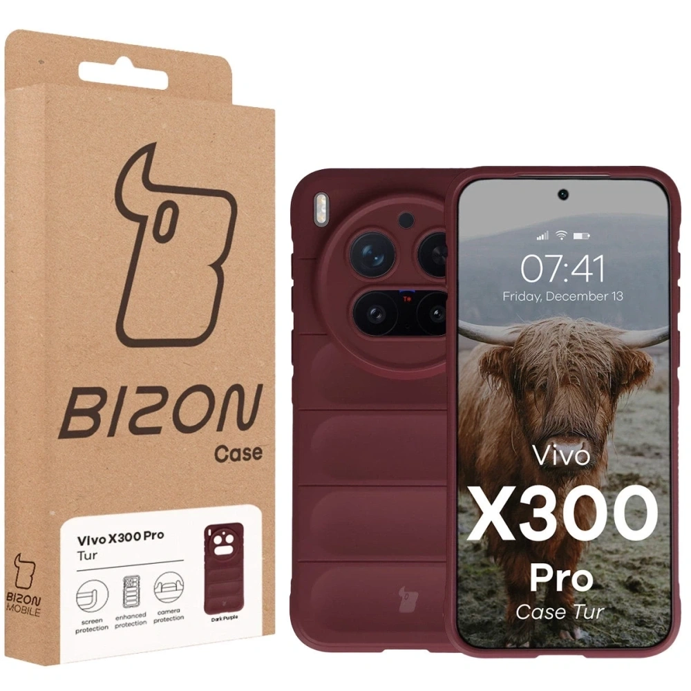 Pancerne etui Bizon Case Tur do Vivo X300 Pro burgundowe