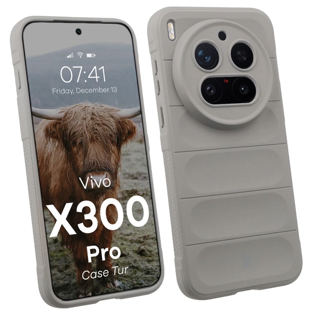 Pancerne etui Bizon Case Tur do Vivo X300 Pro jasnoszare