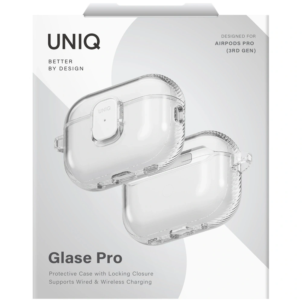 Etui UNIQ Glase Pro do Apple AirPods Pro 3 Lock Case przezroczysty