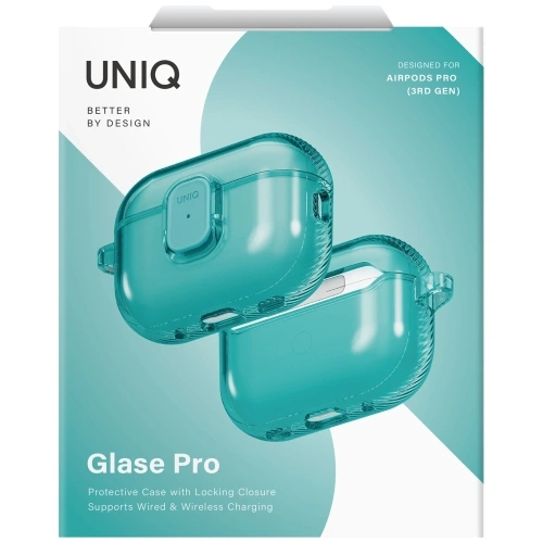 Etui UNIQ Glase Pro do Apple AirPods Pro 3 Lock Case turkusowy