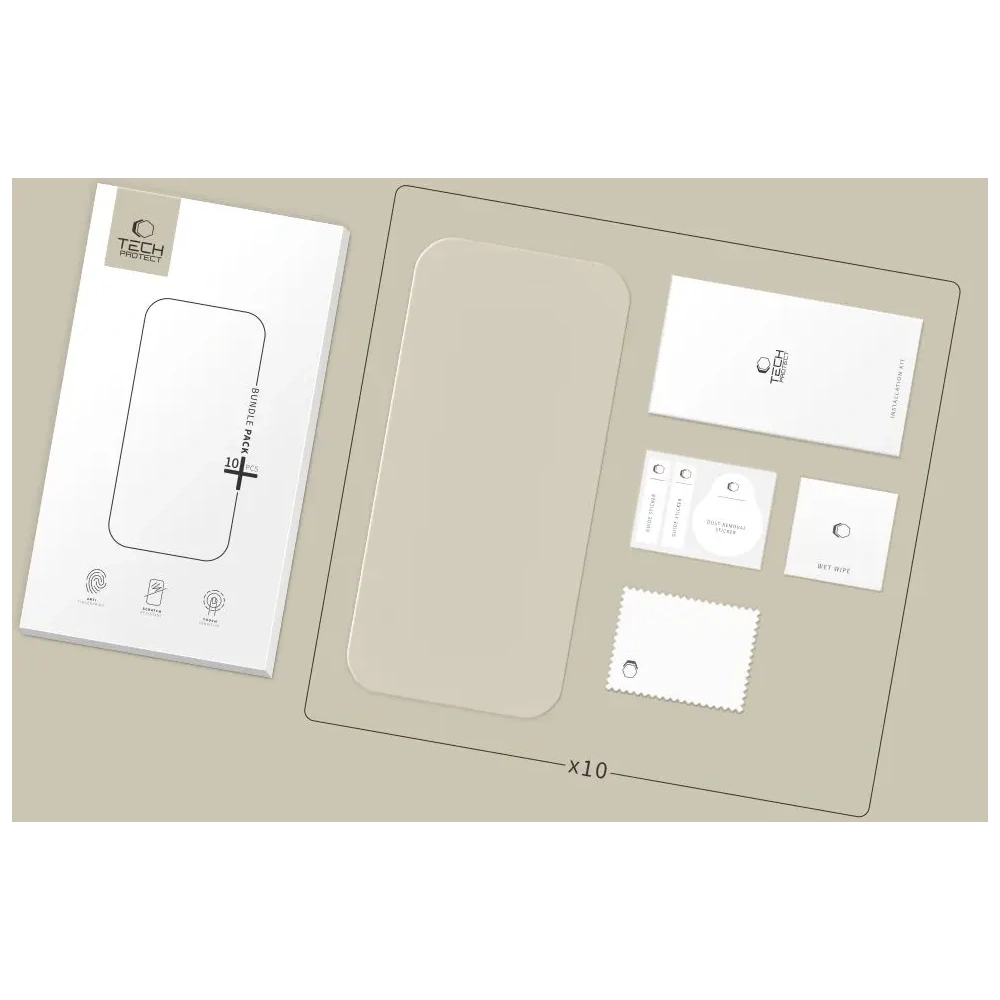 Szkło hartowane Tech-Protect Bundle do Apple iPhone 15 Pro Max Clear [10 PACK]