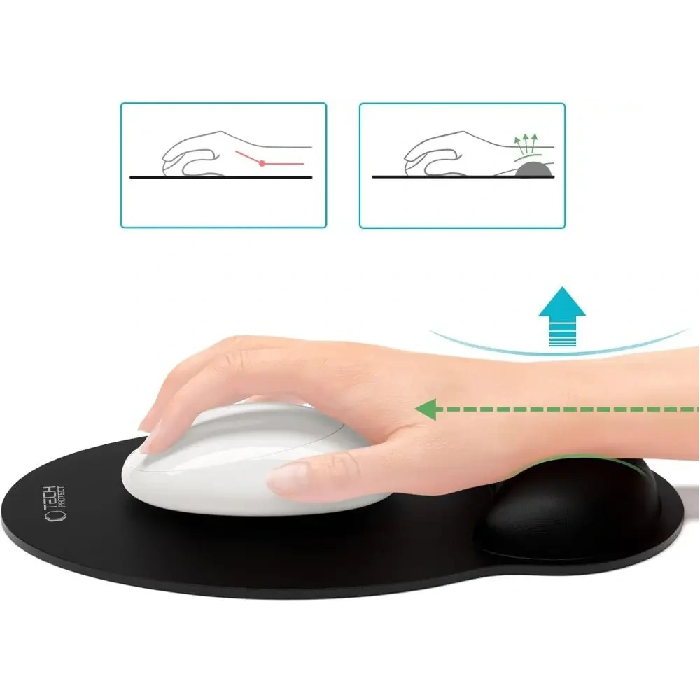 Podkładka Tech-Protect A200 Mouse Pad With Gel Wrist Rest 25x22.5cm Black