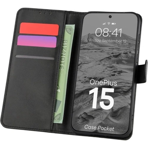 Etui z klapką Bizon Case Pocket do OnePlus 15 czarne