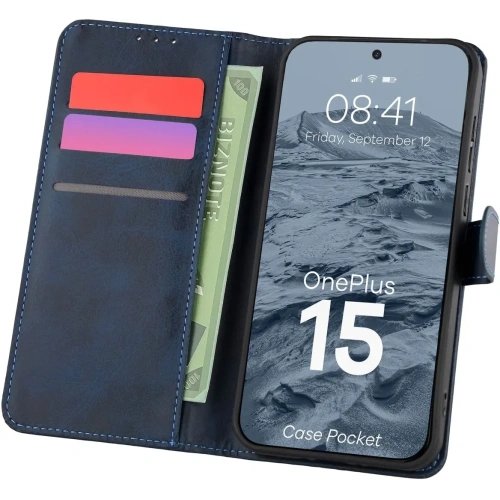 Etui z klapką Bizon Case Pocket do OnePlus 15 granatowe