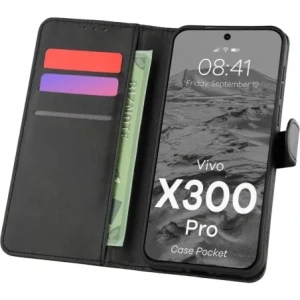 Etui z klapką Bizon Case Pocket do Vivo X300 Pro czarne