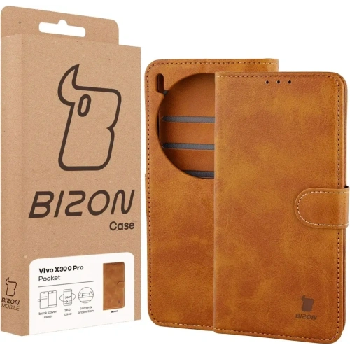 Etui z klapką Bizon Case Pocket do Vivo X300 Pro brązowe