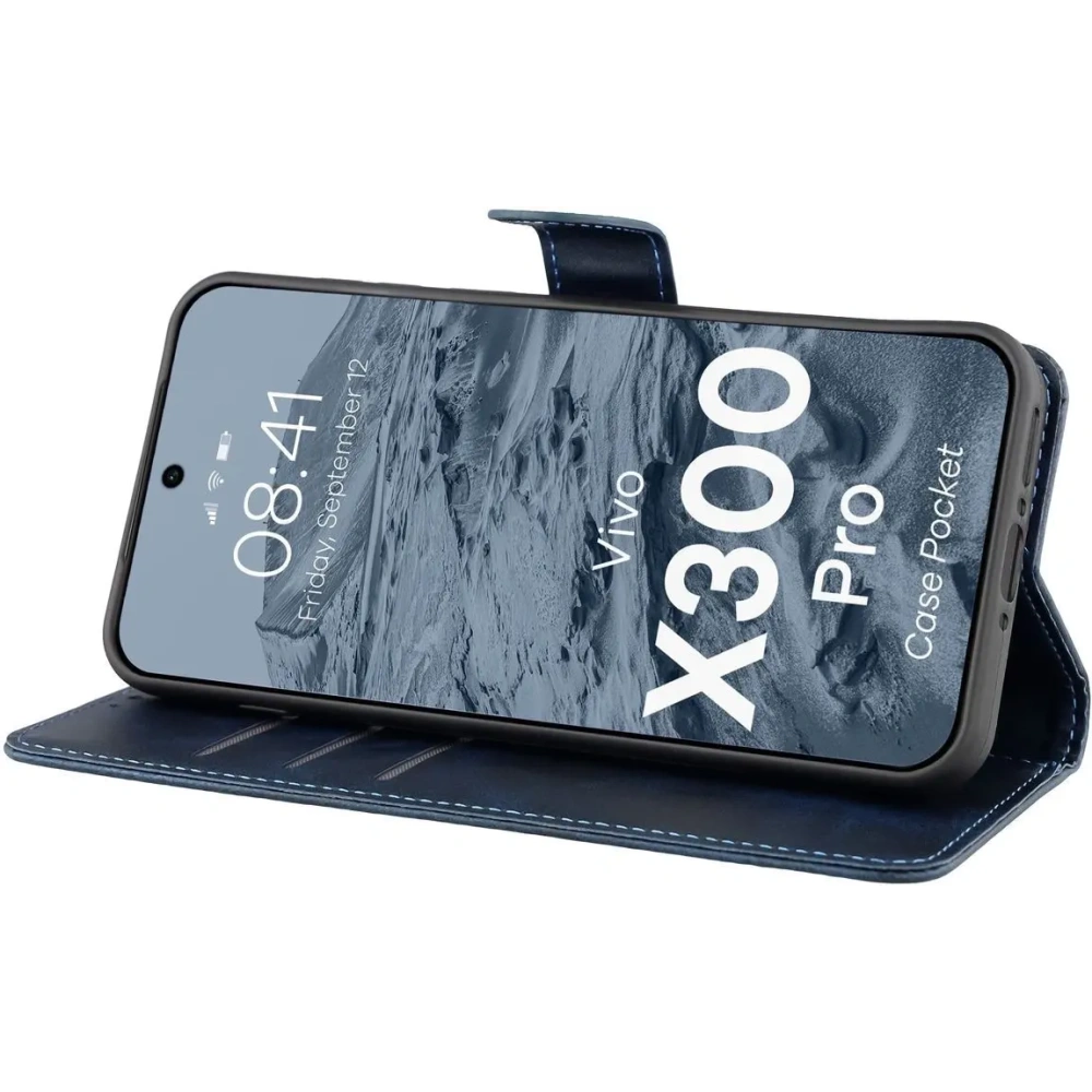 Etui z klapką Bizon Case Pocket do Vivo X300 Pro granatowe
