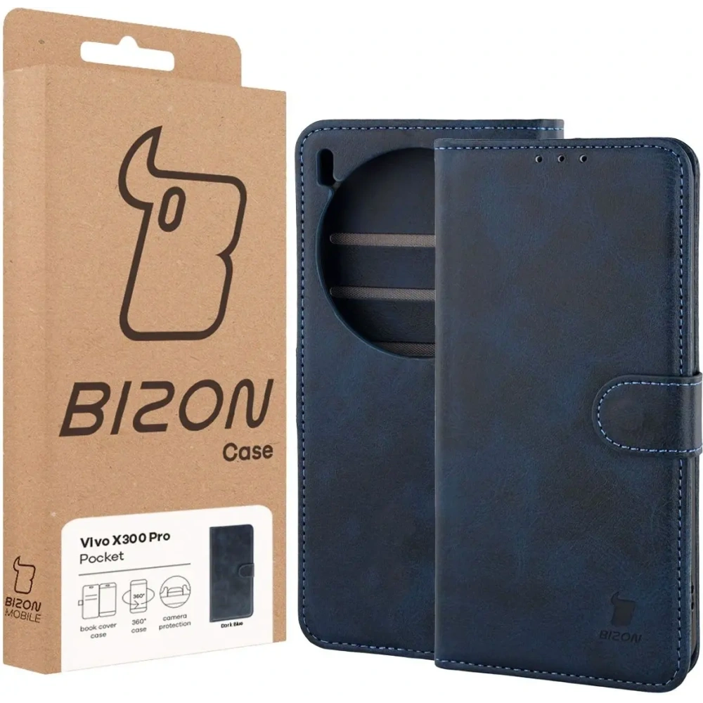 Etui z klapką Bizon Case Pocket do Vivo X300 Pro granatowe